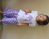 Girls purple polka dot ruffled easter tshirt by Gigi Babies
