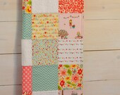 Toddler/Crib Size Simple Life Patchwork Blanket -You Pick the fabrics-Pink, Aqua, Yellow, Green, Red and White Patchwork Baby Blanket