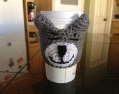 Grey and White Tabby Cat Coffee Cozy Amigurumi