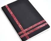 Pink Glitter Stripes Design Black Pocket Moleskine Notebook
