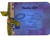 French Postage Card, Blue, Grunge, Ooak