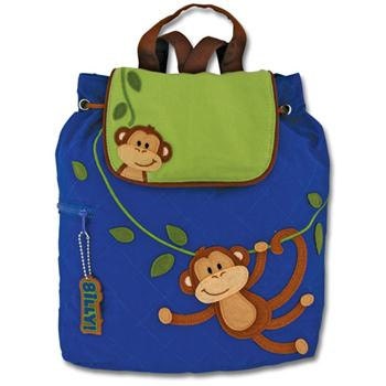 SHIPS NEXT DAY--Personalized Monogrammed Stephen Joseph Quilted Toddler Boy Monkey Backpack--New Design----Free Monogramming--