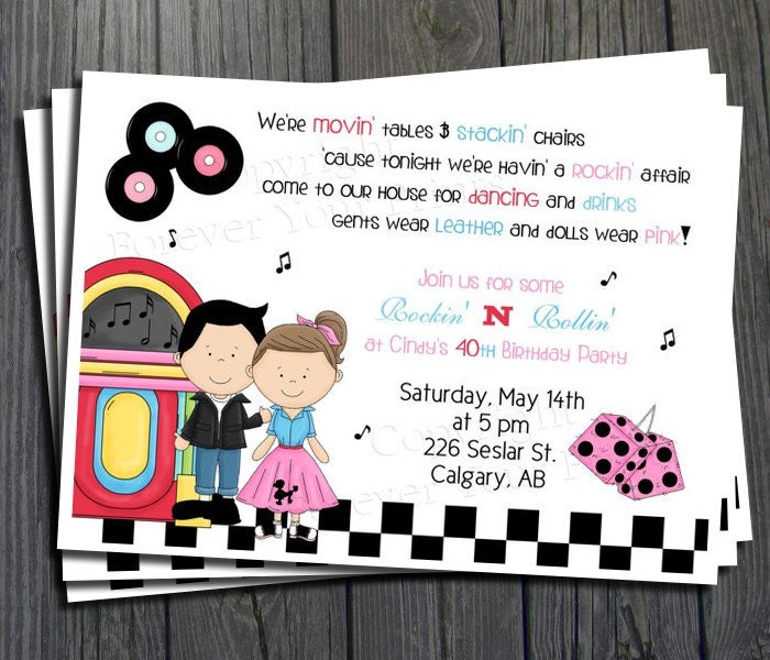 50's Birthday Invitation - FREE Thank You Card included Il_170x135