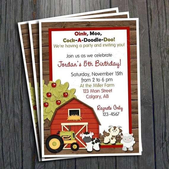 Barnyard Birthday Invitation - FREE Thank You Card included Il_570xn