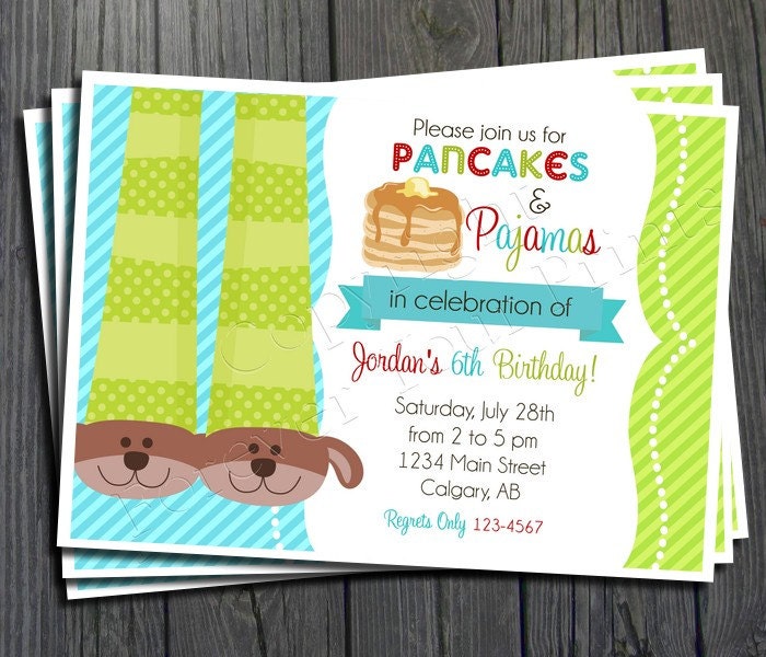 Pancakes and Pajamas Invitation - FREE Thank You Card included Il_570xn