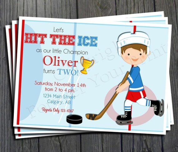 Hockey Birthday Invitation - Includes FREE Thank You Card Il_570xn