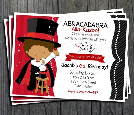 Magician Birthday Invitation - Includes FREE Thank You Card Il_570xn