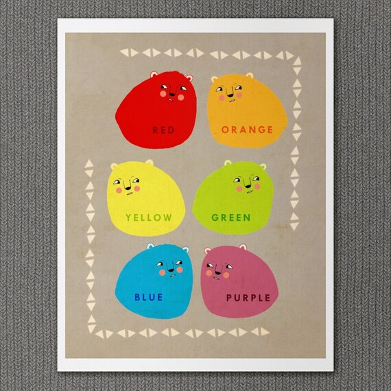 Modern Childrens Decor Educational Nursery Wall Art - I Know Colors - Unique Quirky Home Decor Kids Room Giclee Print