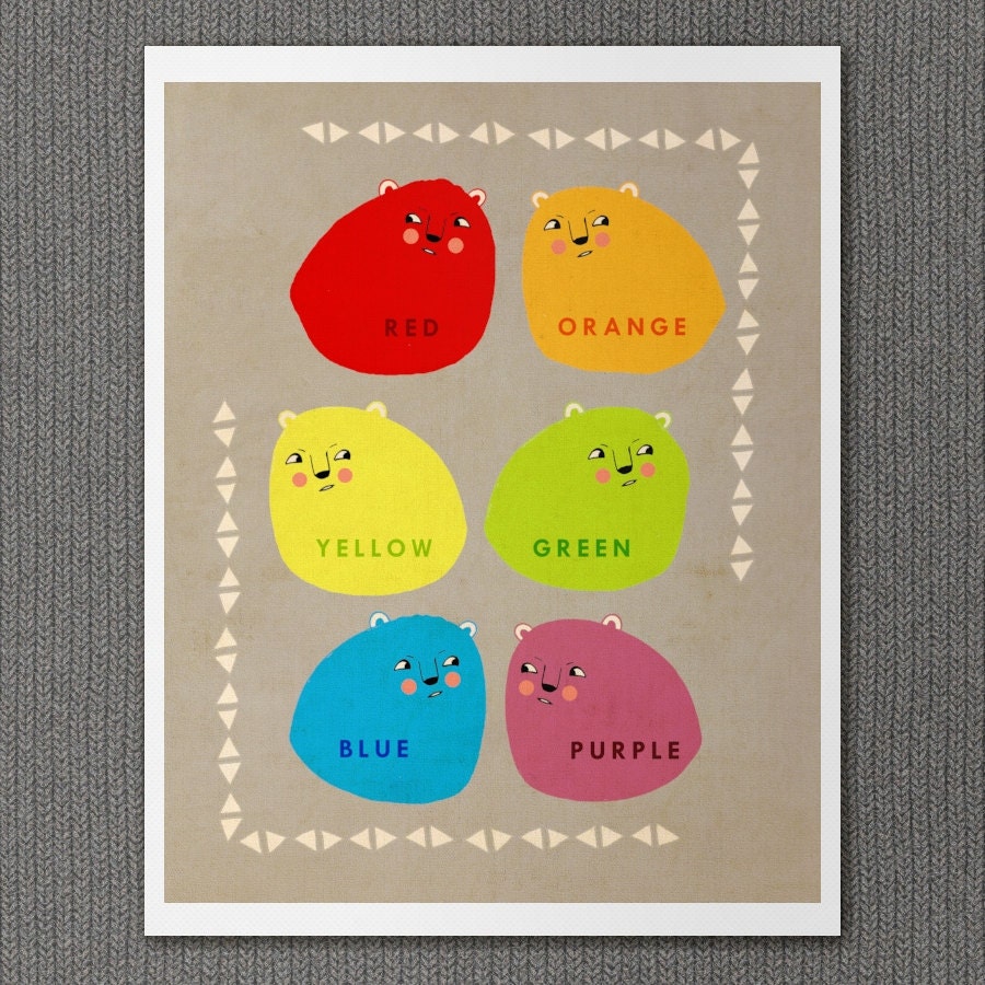 Modern Childrens Decor Educational Nursery Wall Art - I Know Colors - Unique Quirky Home Decor Kids Room Giclee Print
