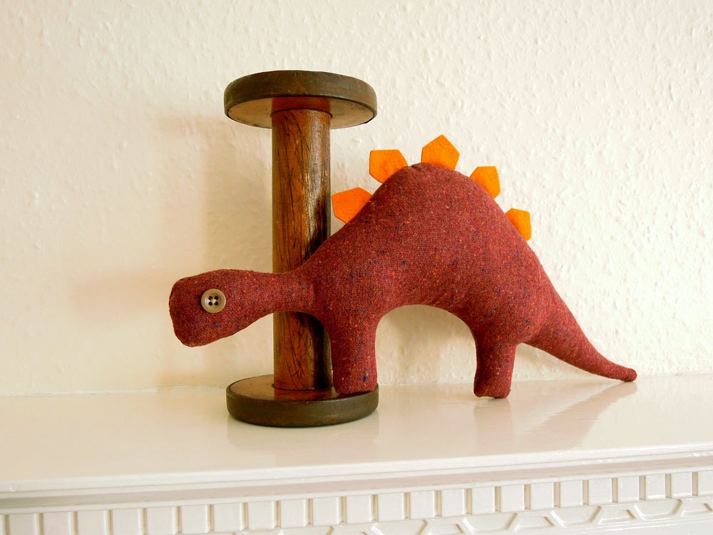 Rust Brown & Orange Dinosaur Plush Toy