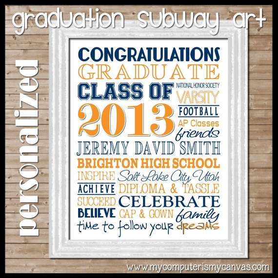 PERSONALIZED Graduation Subway Art Printable