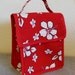 Insulated Lunch Bag - White Hibiscus on Red Background