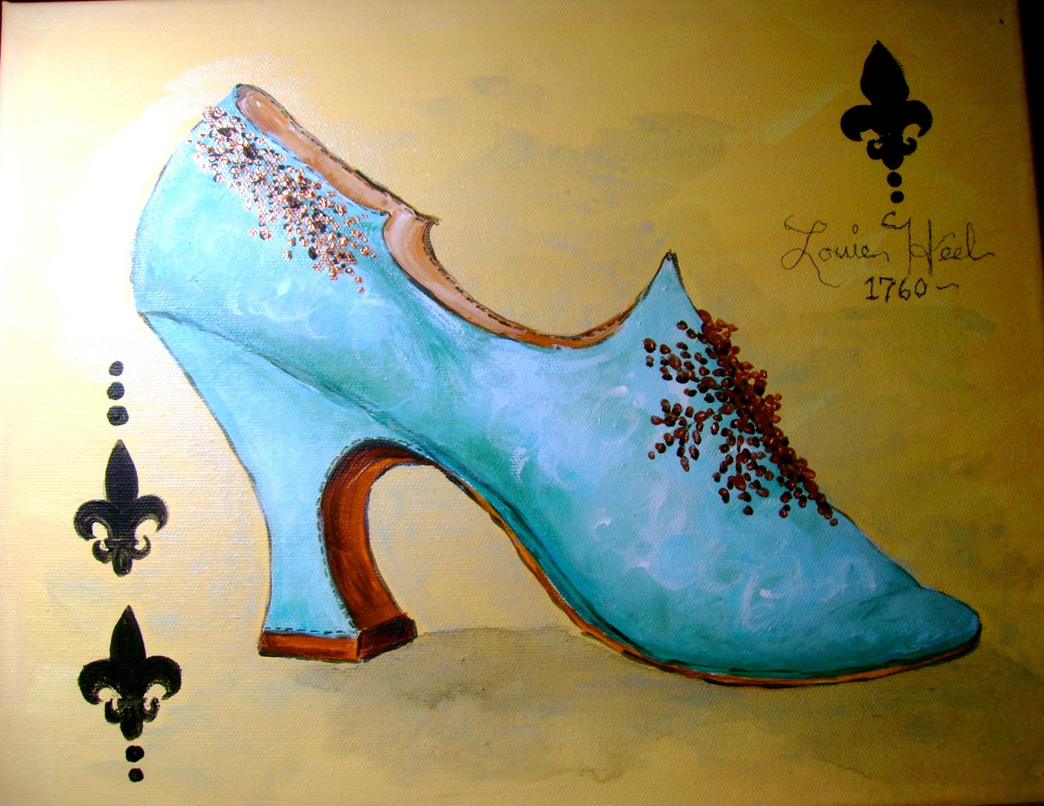 The Louie Heel - Art Print - 8" x 11" , Historical Art, Shoe Art