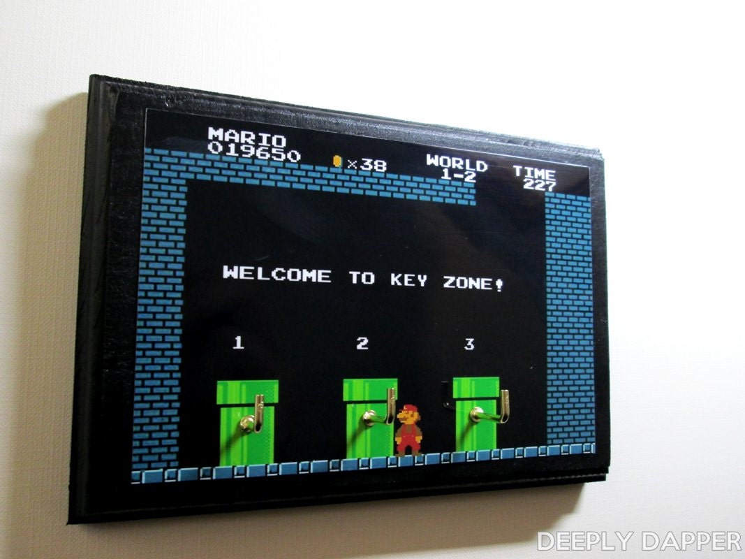 Super Mario Brothers Inspired Three Hook Key Holder - Welcome To Warp Zone - Pipes