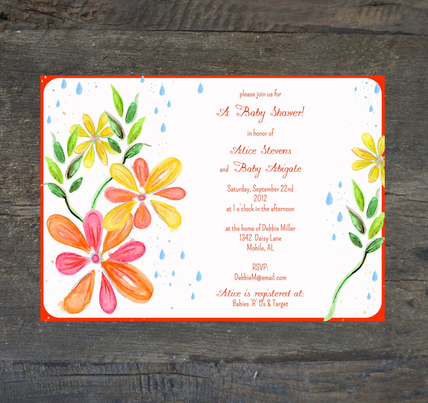 Baby or Bridal Shower Invitation-April Showers