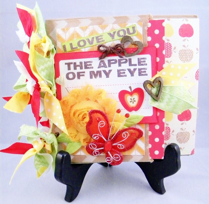 Apple of my Eye Paper Bag Album Scrapbook Kid Summer Spring Love