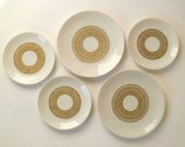 Vintage German Porcelain Plates ... Jean Luce for Arzberg, Gold Pattern, 2 Salad Plates, 3 Bread Plates