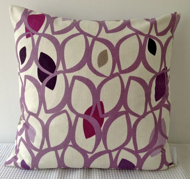 Retro cedar eyelets in shades of purple, black and grey cushion cover, contemporary designer slip cover, throw pillow