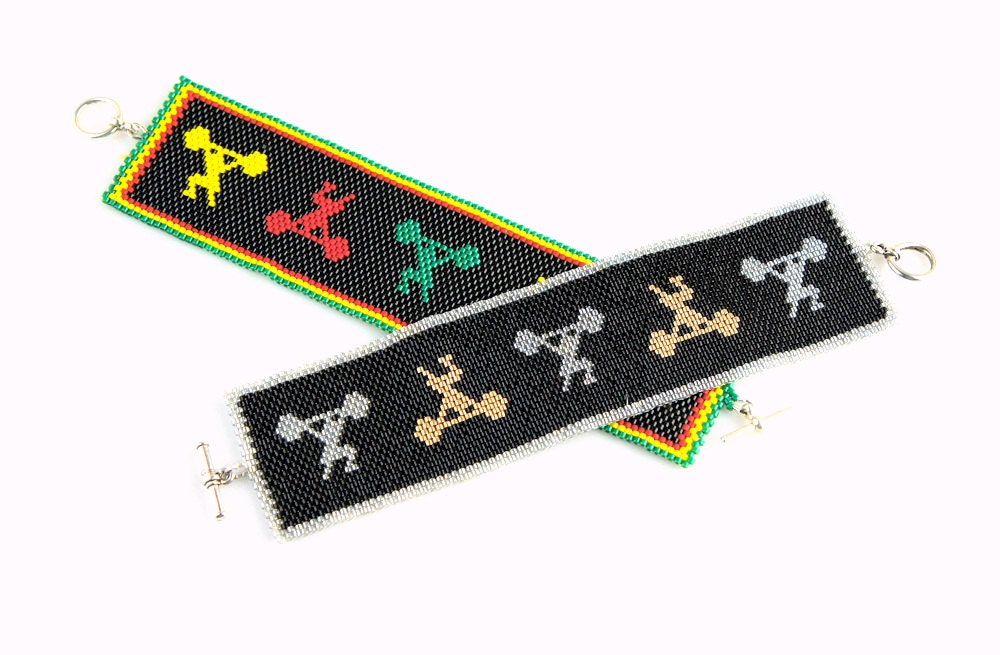 Homage to O. Lifting Beadwoven Bracelet - made to order - choose any color combination - Weightlifting Jewelry, Crossfit Jewelry