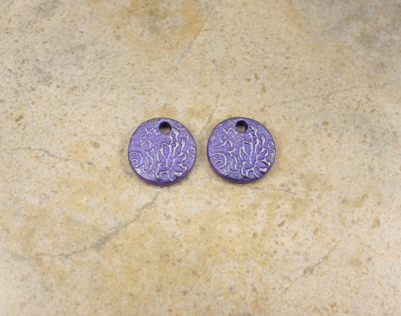Purple Earring Beads Silver Lace Texture Unique Earring Focals