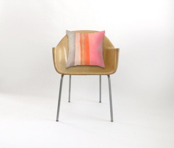 PiLLOW COVER - abstract watercolor painting - contemporary fine art - modern decor - pink grey orange - ombre