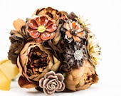 Burlap & Brown Brooch Bouquet - Ready To Ship Bouquet