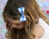 blue and white gingham bow