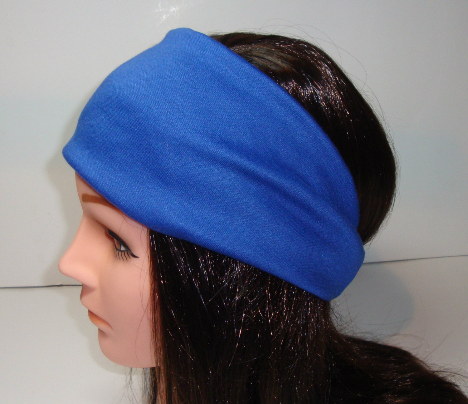 Royal Blue stretch cotton fabric headband yoga exercise