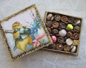 Miniature Box of Chocolates - 1:12th Scale Polymer Clay Easter Chick - TheSweetBaker
