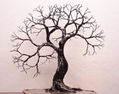 Wire Tree Of Life Spirit sculpture natural Brazil Quartz Geode Agate slice, original art