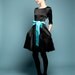 SILVA - black dress with blue bow by Mrs Pomeranz