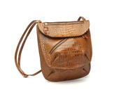 Nutmeg/Cognac Alligator Embossed Cowhide Leather Crossbody Bag Free Shipping Continental US