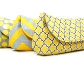 Bridesmaid Clutches Choose Your Fabric Gray Yellow Set of 4