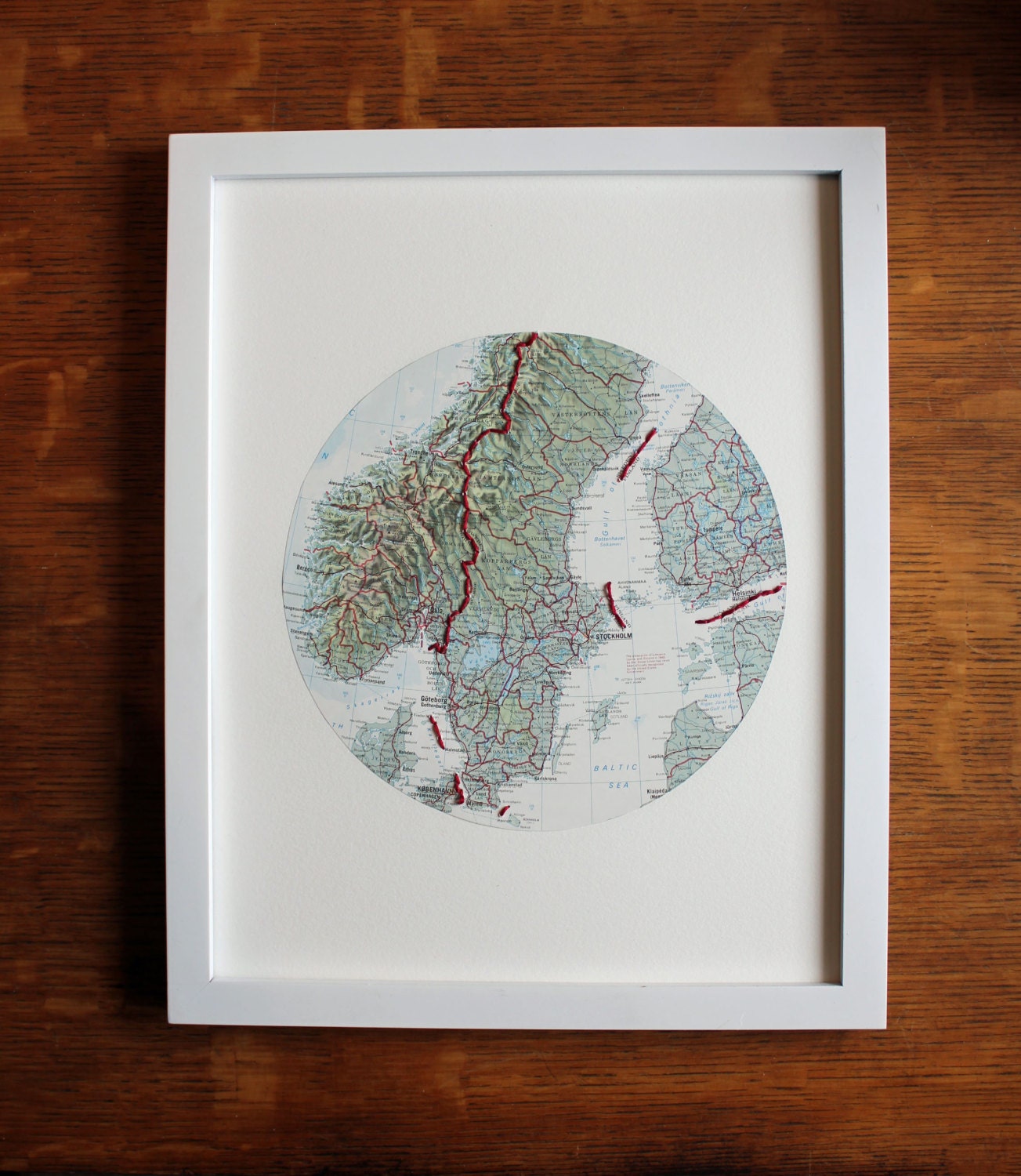 Map Art, Embroidery, Altered, Europe