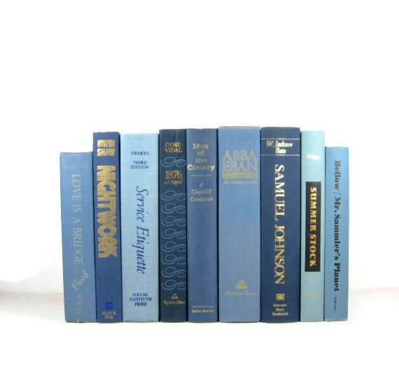 Vintage Blue Decorative Books , Photo Props , Vintage Wedding Decor