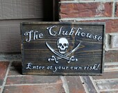 Custom Pirate Theme Clubhouse or Tree House Carved Wooden Sign - Personalized