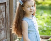 Girls hair clips - Light blue Flower girl hair clips - Toddler hair accessories