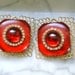 Vintage  Red Hot Moonglow And Rhinestone Earrings