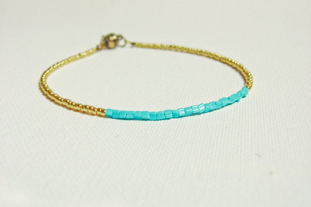 Turquoise gold beaded ankle/ bracelet, tiny see beads strand, sexy foot jewelry' beach fashion