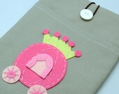 iPad mini case , iPad mini cover, iPad mini sleeve, Kindle Ereader sleeve with a front pocket, PADDED - Princess carriage