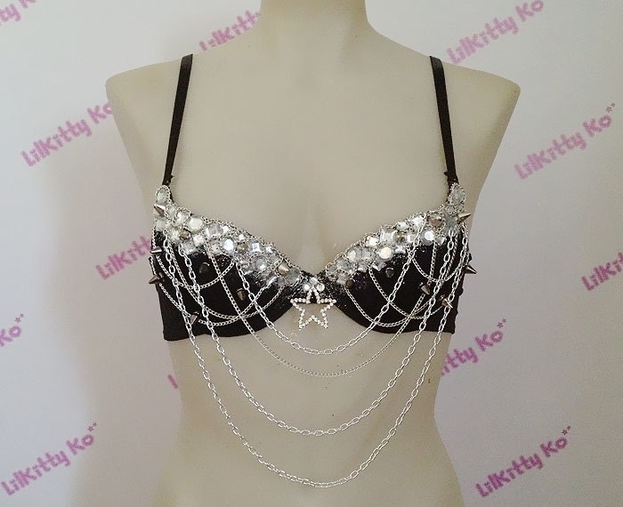 Rebel Gaga inspired " Telephone " Bra - Spikes and Chains