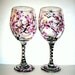Cherry Blossoms Hand Painted Wine Goblets Set of 4 / 20 oz. Wine Glasses, Spring Wedding, Made To Order