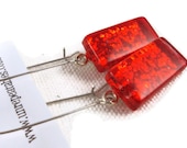 Red Disco Glitter Nail Polish Dangle Earrings, Bright Red Sparkle Earrings, Glitter Earrings,  Drop Nail Polish Jewelry - Unrepeatables