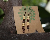 Color block Earrings, wooden beads, earth tones, neutrals, handmade antique copper earwires