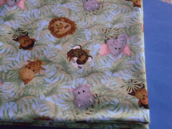 Flannel Receiving Blanket - Safari Baby Faces- Great Baby Shower Gift