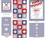 DIY -  Printable: Baseball Birthday Party Set -  15 items (invitation, party circles, water bottle labels, banner and more)