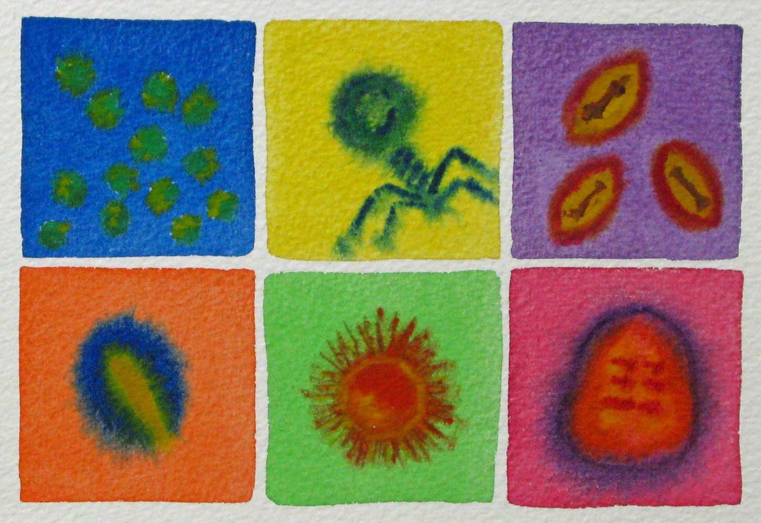 Virus Rainbow 16 - original watercolor painting