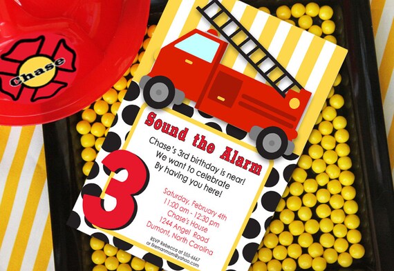 Firetruck Party Invitation - Firetruck Birthday - DIY Printable by Amanda's Parties To Go Il_570xn