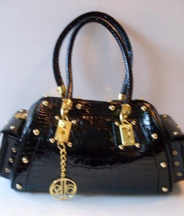 Sassy Black 90s Boston Bag Black Patent Leather  LJO Collectible Bags Purses