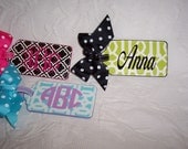 Personalized Luggage Tag BLACK & HOT PINK Geo Print